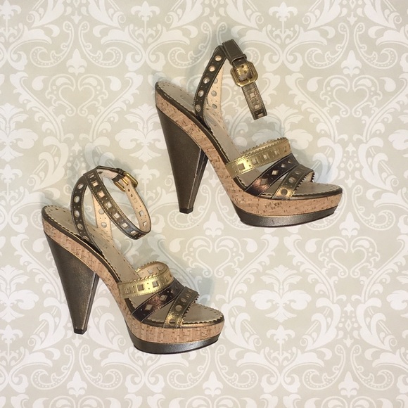 PRADA ⚜️ Bronzo Calzatura Platform Heels, Size 38 - Picture 1 of 8